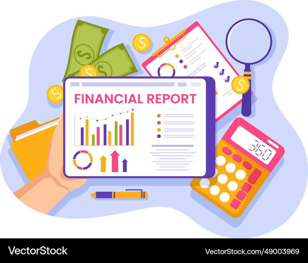 Financial report with data charts graphs Financial report with data charts graphs vector image