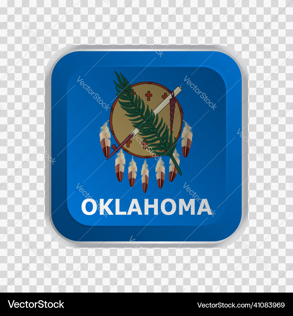 Flag of state oklahoma on square button vector image