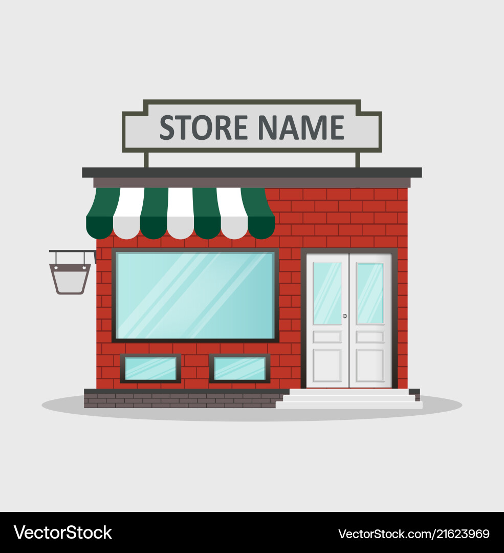 Flat design store front with place for name vector image
