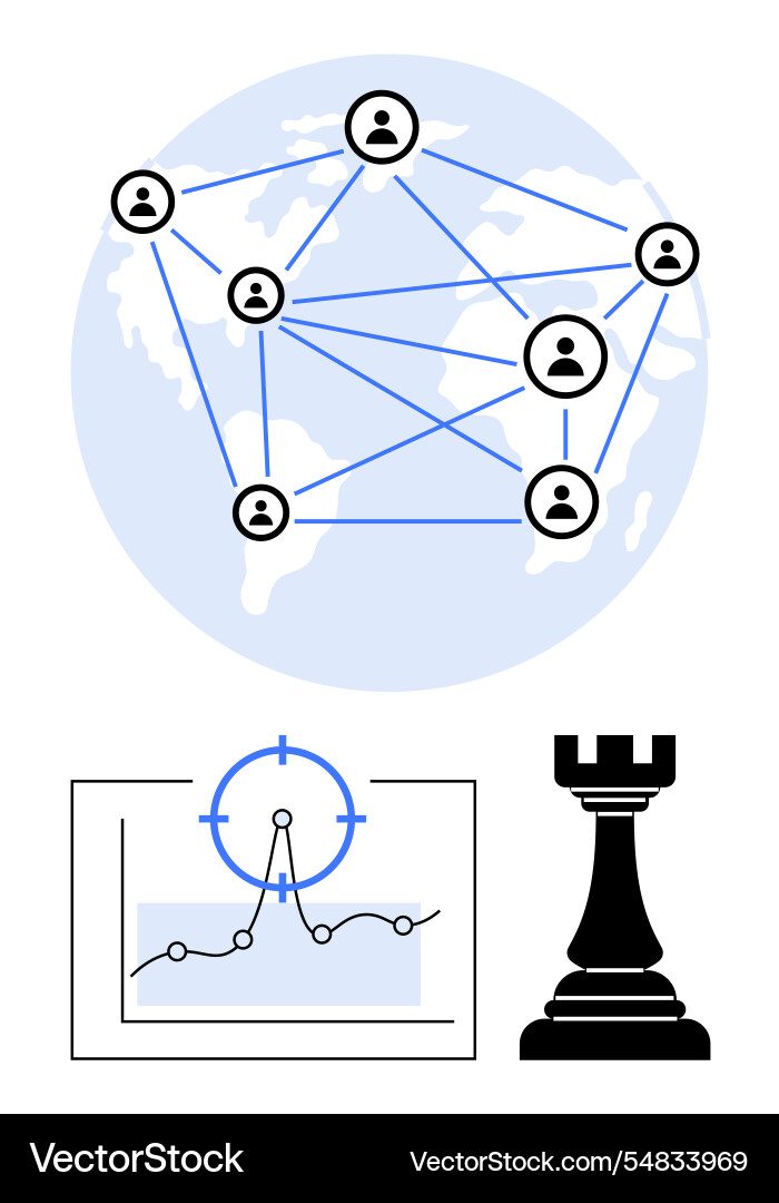 Global network connections with analytics Global network connections with analytics vector image