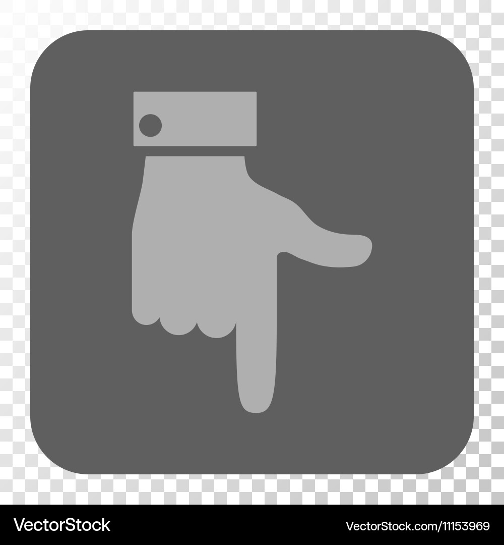 Hand pointer down rounded square button Vector Image