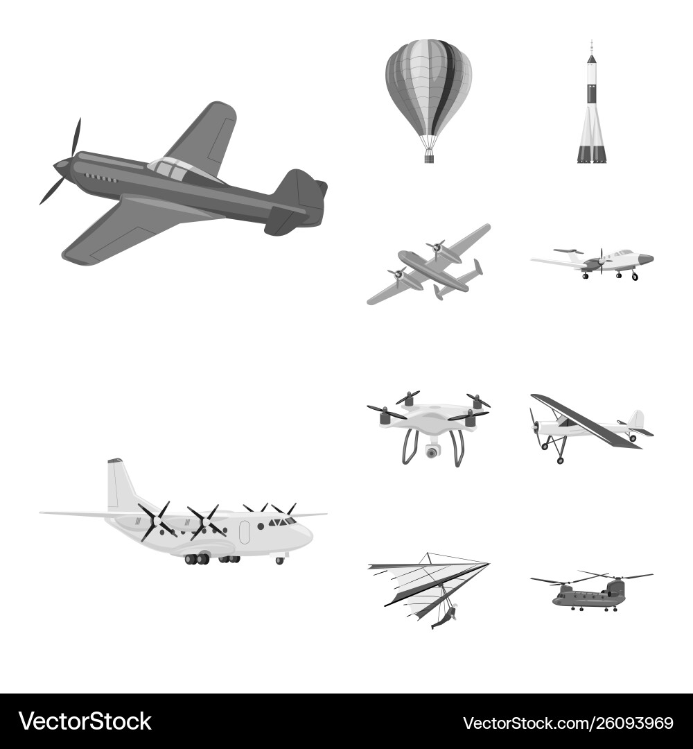 Isolated object plane and transport icon set Isolated object plane and transport icon set vector image
