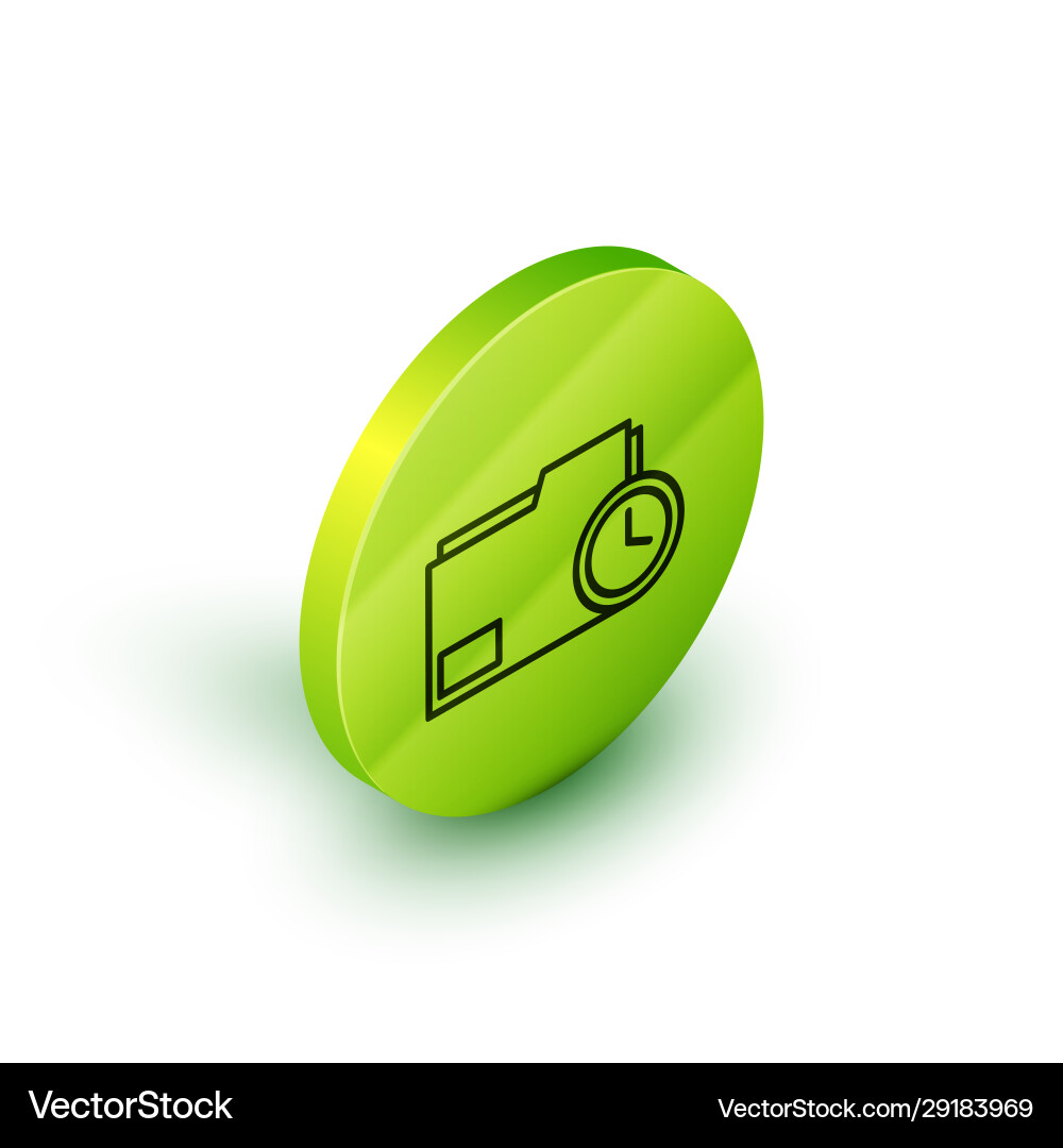 Isometric line document folder with clock icon Isometric line document folder with clock icon vector image