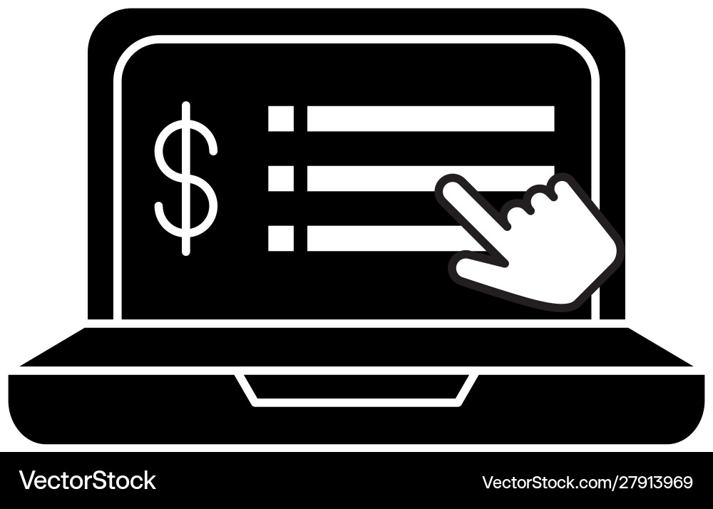 Laptop computer with hand cursor Vector Image