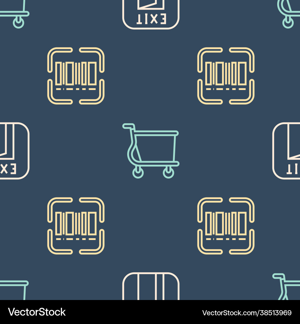 Set line fire exit scanner scanning bar code Set line fire exit scanner scanning bar code vector image