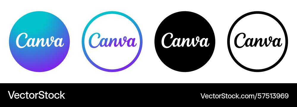 Set of round different canva mobile app icons Set of round different canva mobile app icons Vector Image