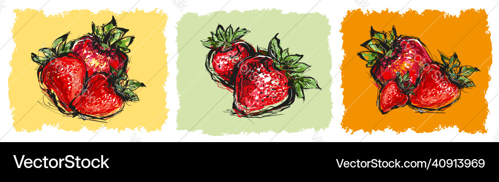 Strawberry sketch hand drawn Strawberry sketch hand drawn vector image