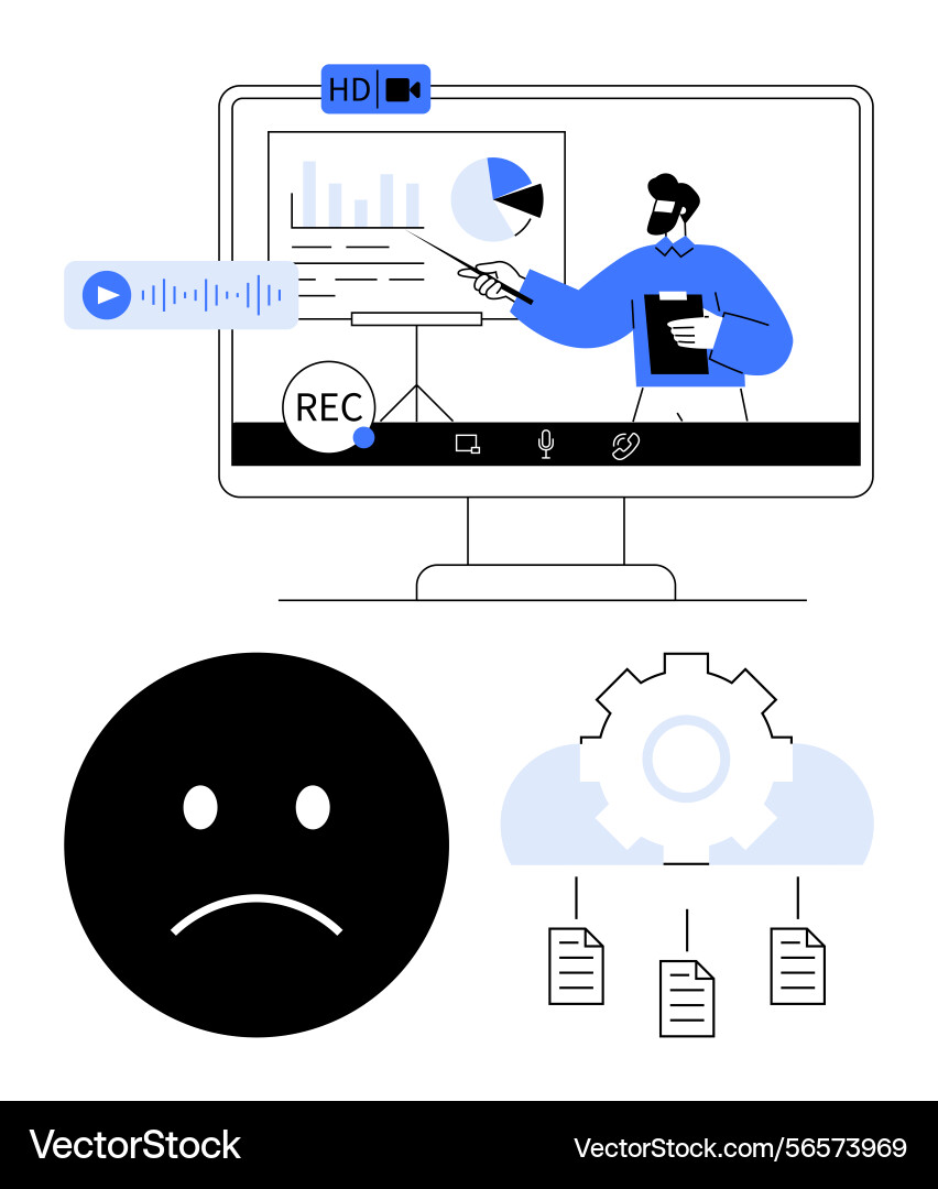 Virtual presentation with data analysis cloud Virtual presentation with data analysis cloud vector image