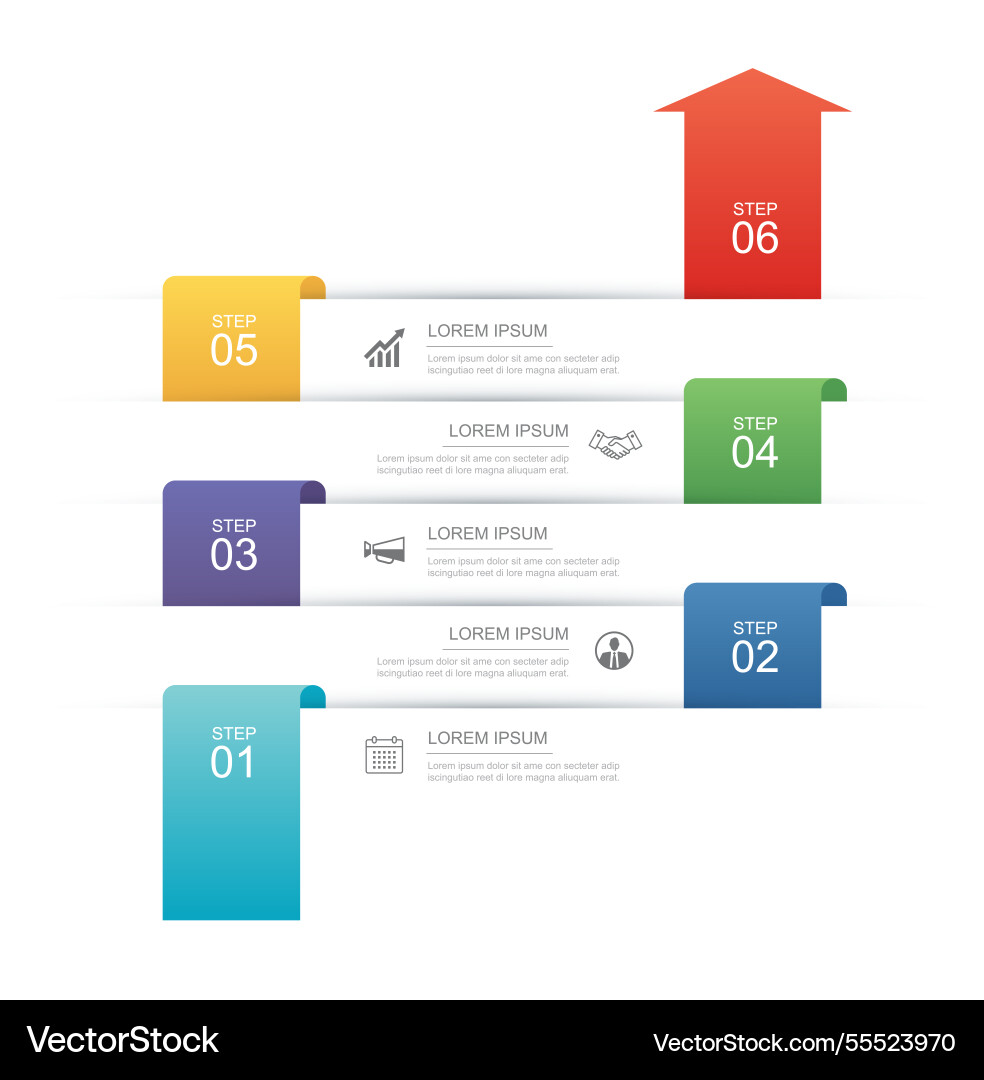 6 Daten Infografiken Rechteck Tab Index Layout Vektorbild