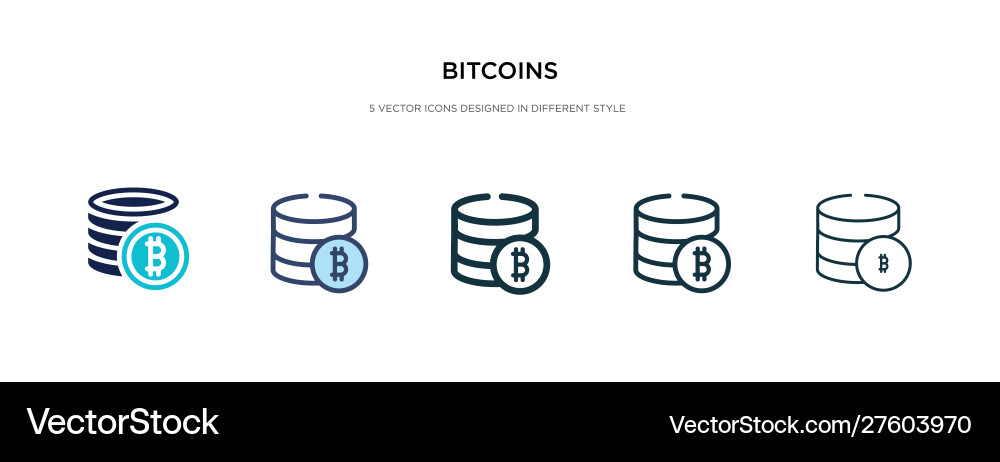 Bitcoins icon in different style two colored Bitcoins icon in different style two colored vector image