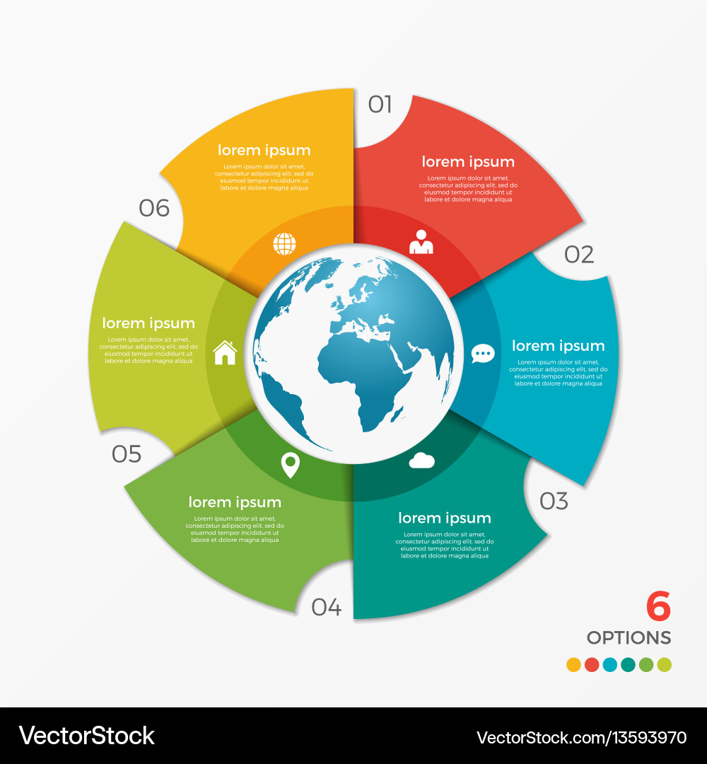 Circle Chart with Globe – Data Visualization Templ vector image