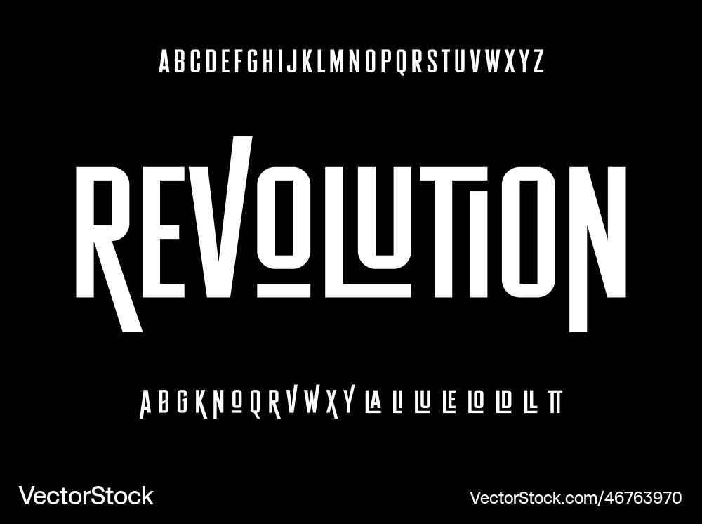 Condensed alphabet display font with alternate Condensed alphabet display font with alternate vector image
