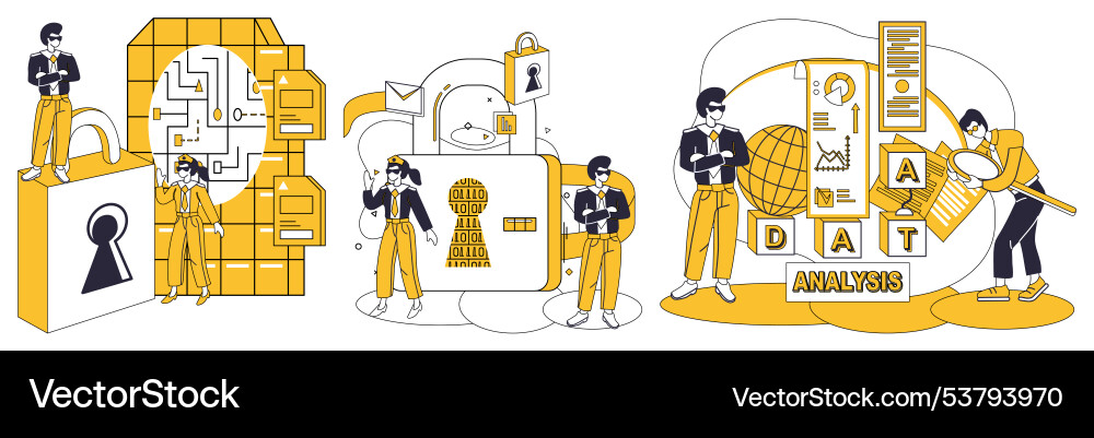 Data integration digital thread weaves through vector image