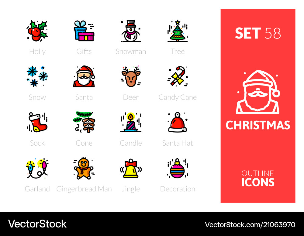 Outline color icons set in thin modern style Outline color icons set in thin modern style vector image