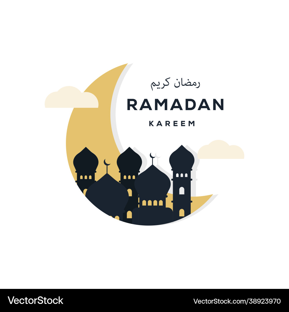Ramadan with simple flat style background Vector Image