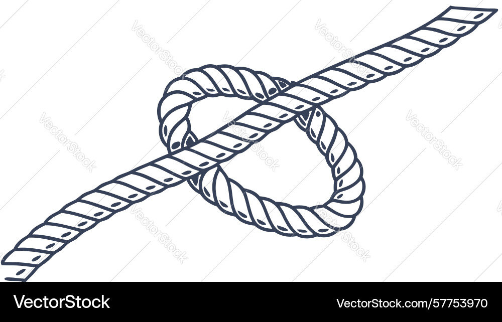 Simple rope loop knot versatile nautical element vector image