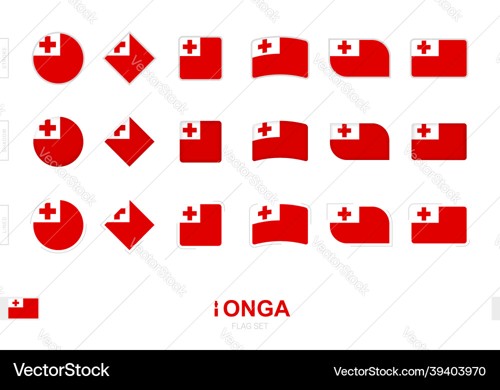 Tonga flag set simple flags of with three Vector Image