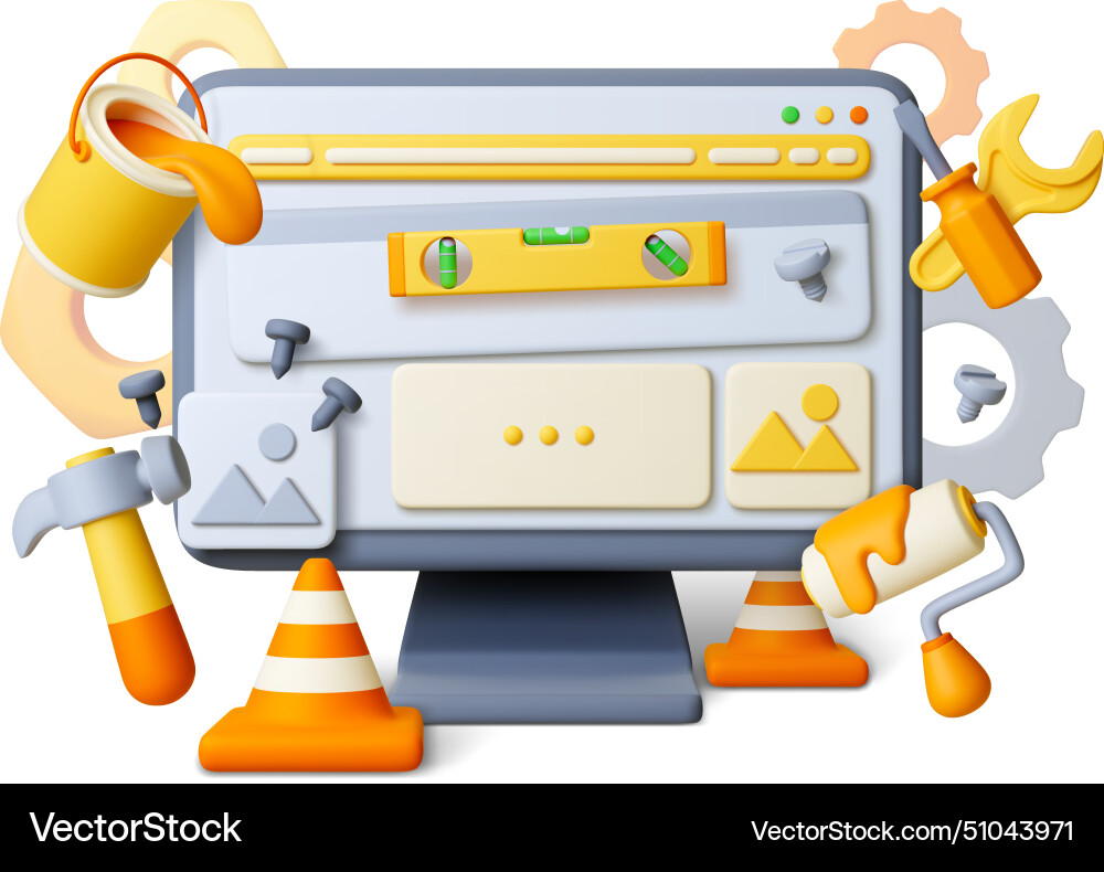 3d system update concept computer monitor vector image