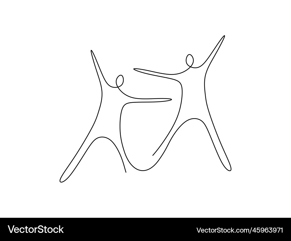 Abstract Jumping Figures - Continuous Line Art vector image