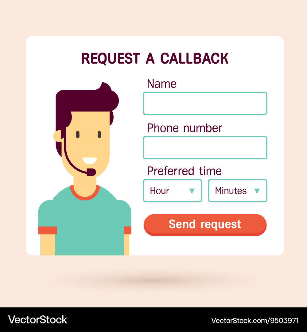 Callback request web form man vector image