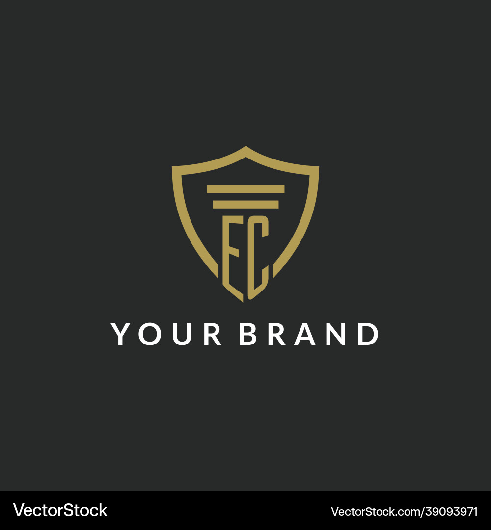 Ec initial monogram logo with pillar and shield Vector Image
