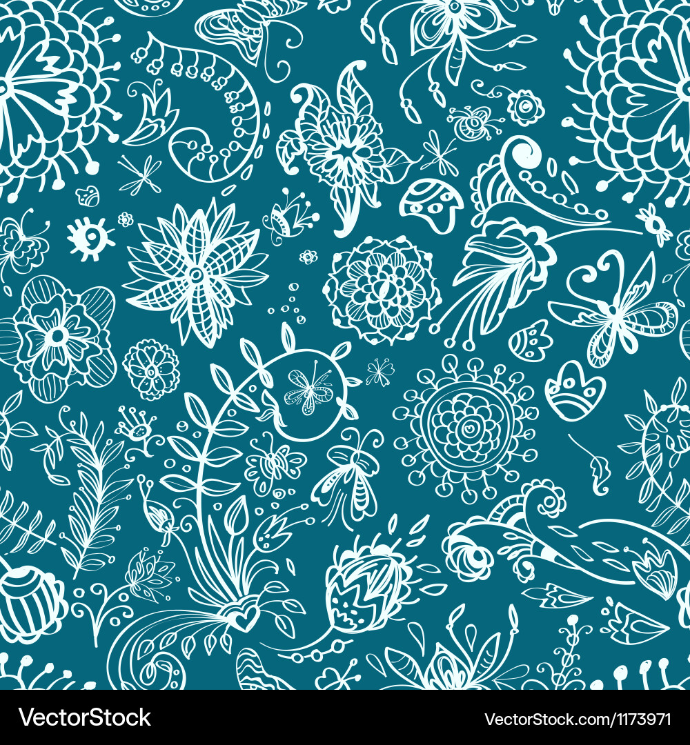 Floral Doodle Seamless Pattern Vector Image
