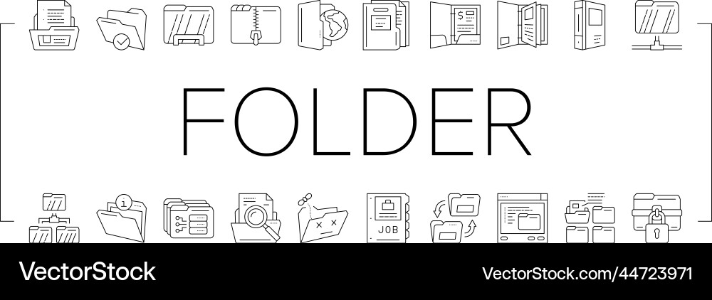Folder paper business file empty icons set Folder paper business file empty icons set vector image