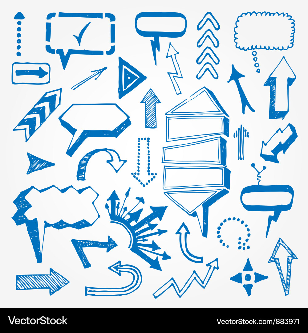 Hand-Drawn Arrows and Speech Bubbles Vector Image