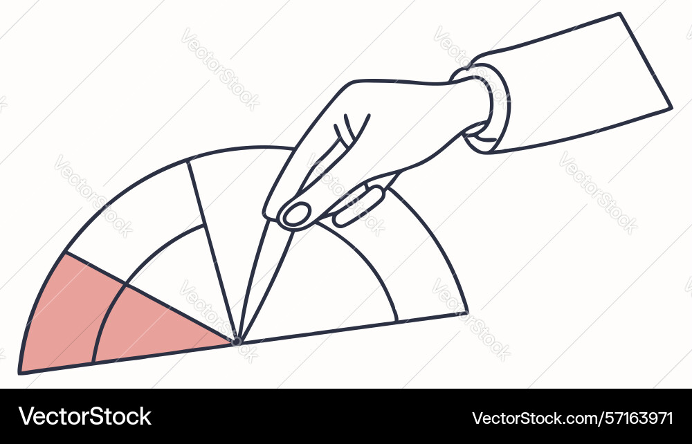 Hand-Zeichnung auf Pie Chart Segment Datenanalyse vektorbild