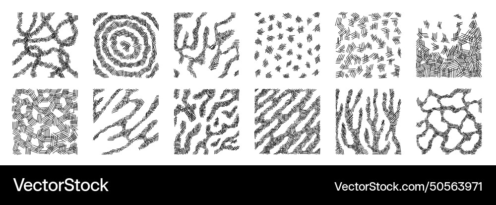 Hatching hand drawn texture shape collection vector image