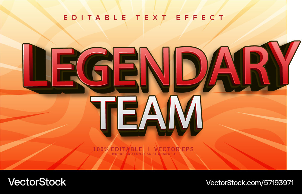 Legendary team text effect with modern style Legendary team text effect with modern style vector image