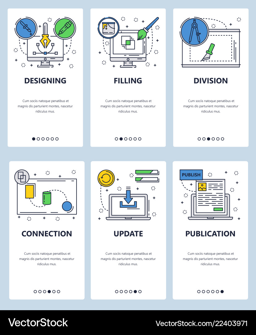 Line art web and mobile app template set vector image