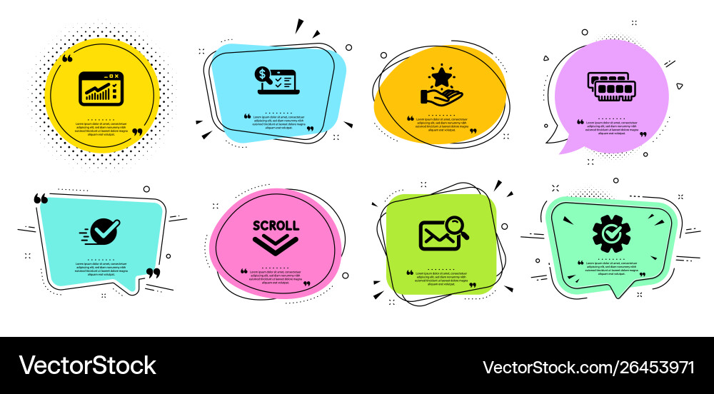 Loyalty program checkbox and search mail icons vector image
