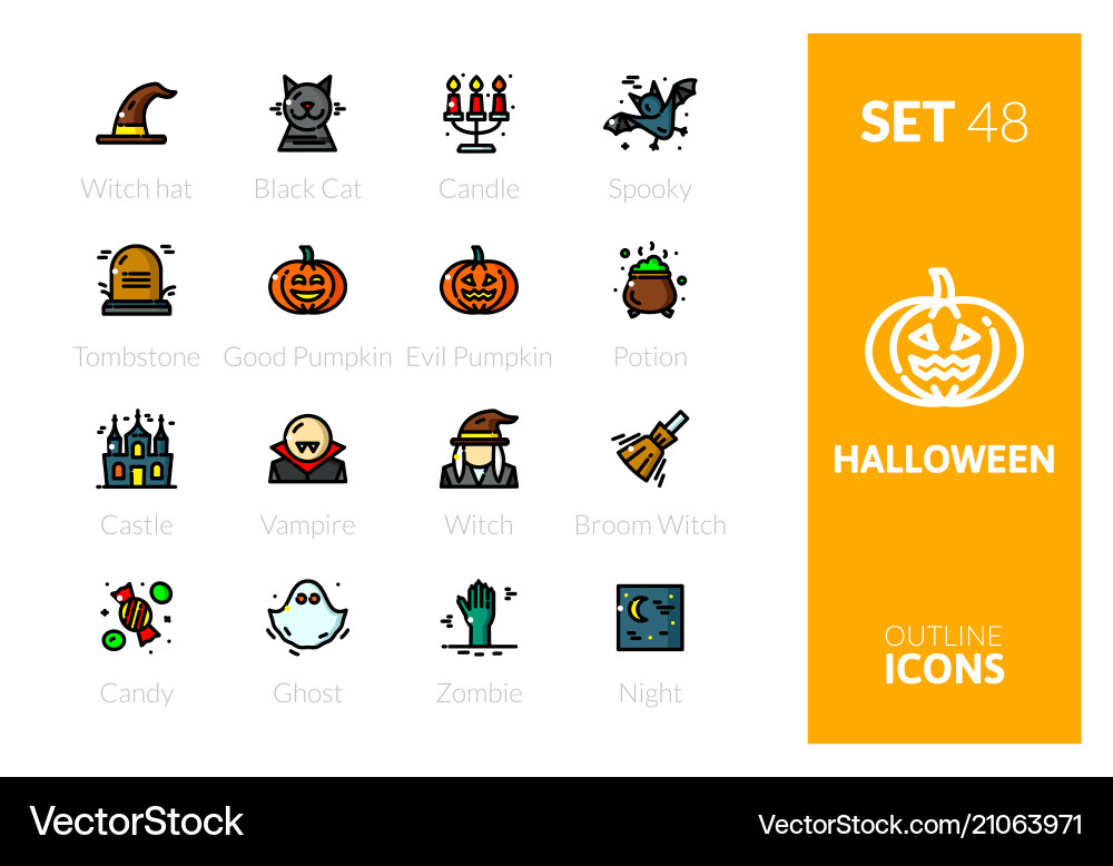 Outline color icons set in thin modern style Outline color icons set in thin modern style vector image