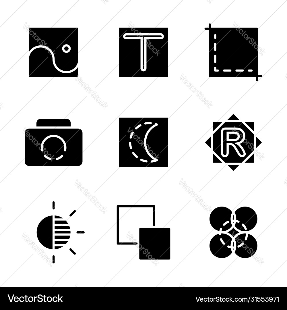 Photo editor icon set include file image vector image