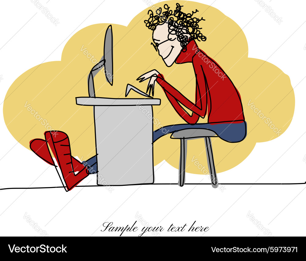 Programmer at work sketch for your design Vector Image