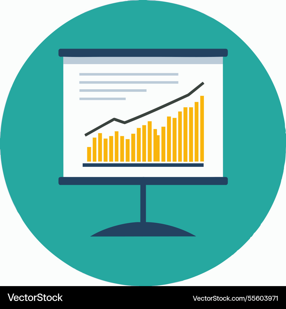 Screen with statistical graph Vector Image