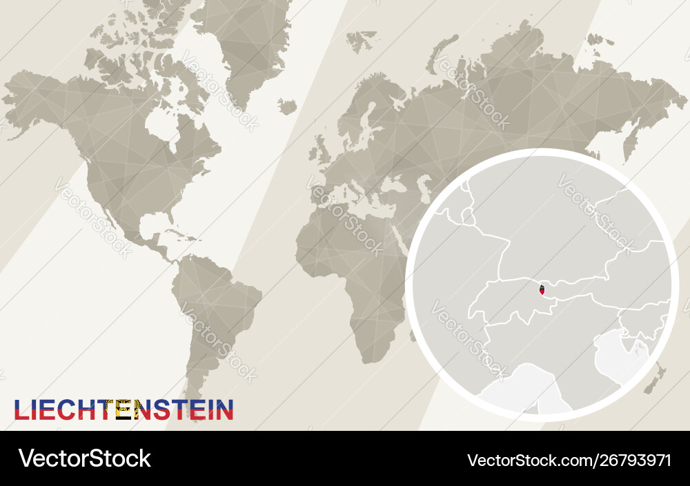Zoom on liechtenstein map and flag world Vector Image