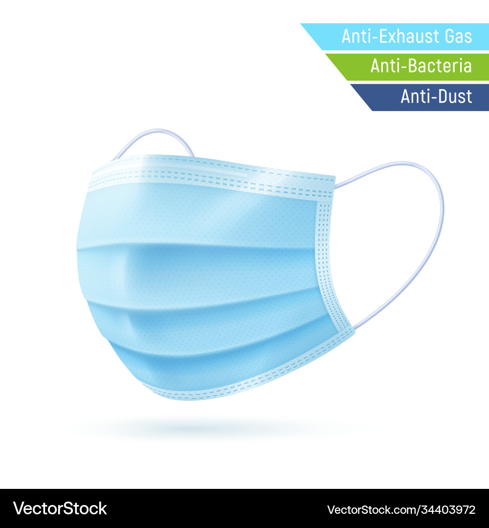 3d realistic disposable protective mask 3d realistic disposable protective mask vector image