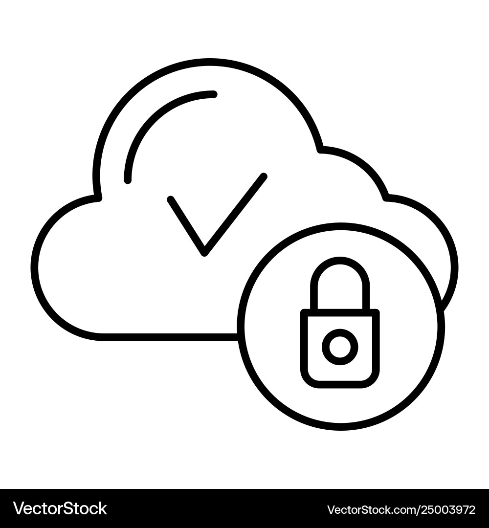 Cloud computing with check thin line icon Cloud computing with check thin line icon vector image