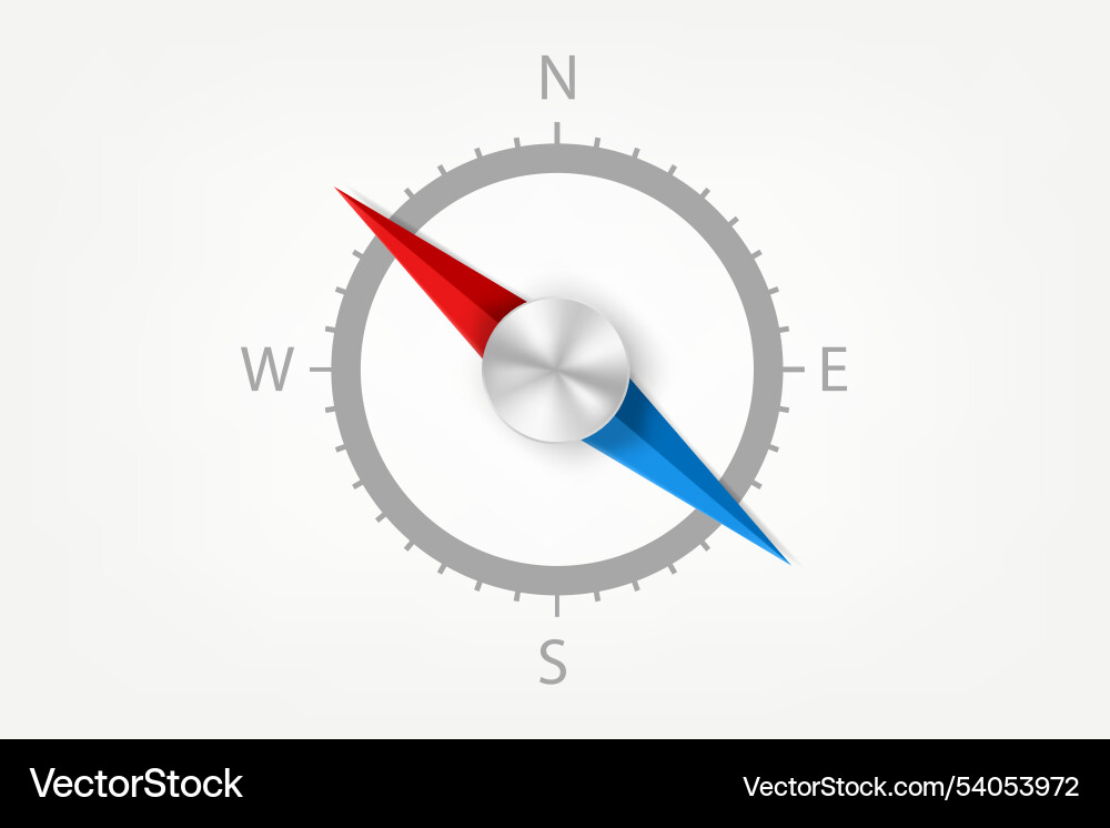 Compess with red and blue arrows 3d object Compess with red and blue arrows 3d object vector image
