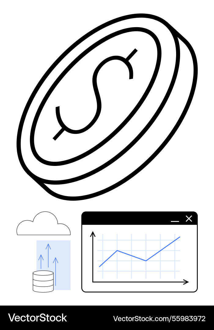 Digital currency growth and data visualization Digital currency growth and data visualization vector image