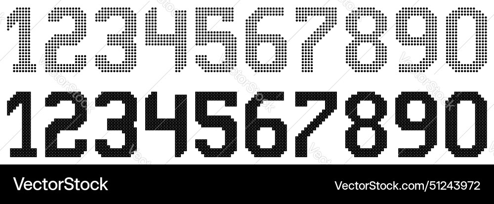 Digital dot number set Royalty Free Vector Image