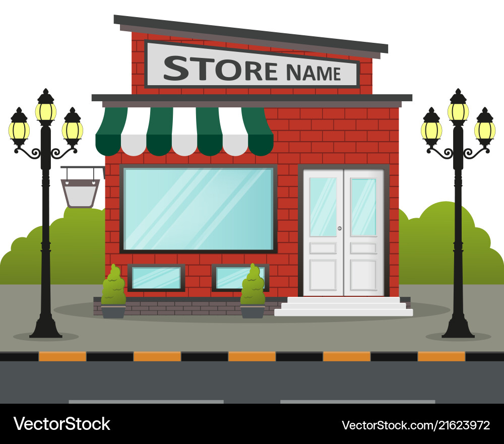 Flat design store front with place for name Vector Image