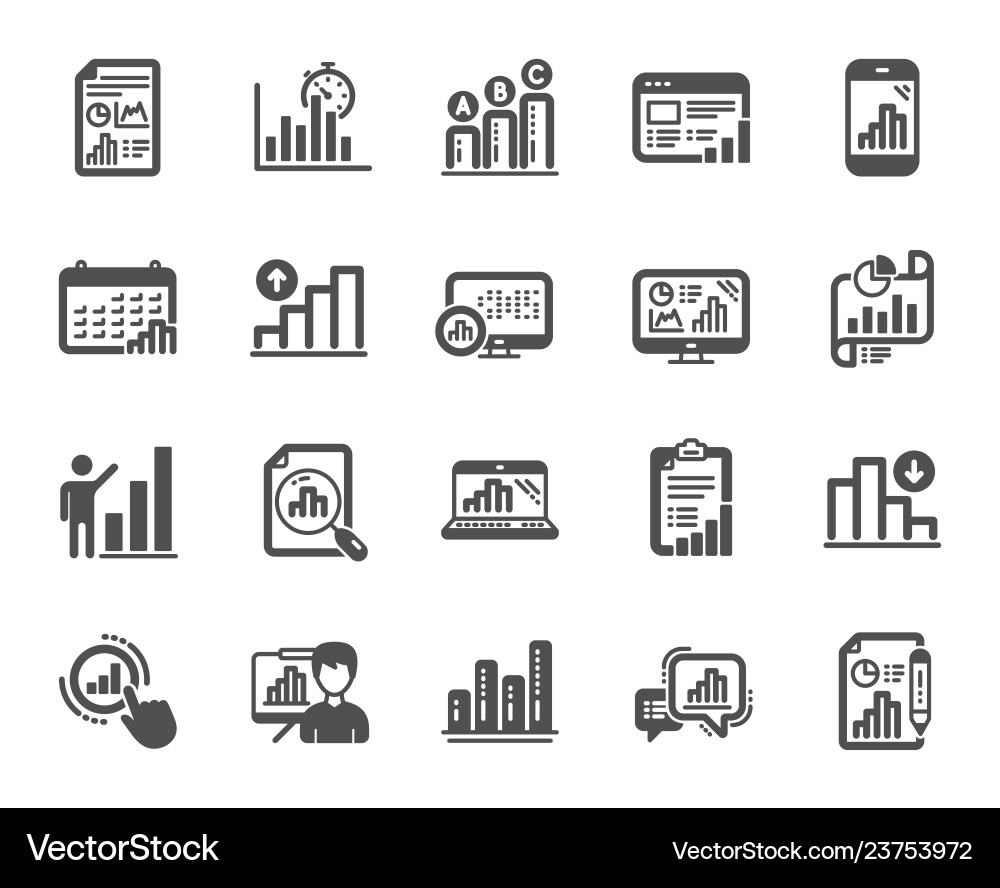 Graph icons set of chart presentation report Graph icons set of chart presentation report vector image