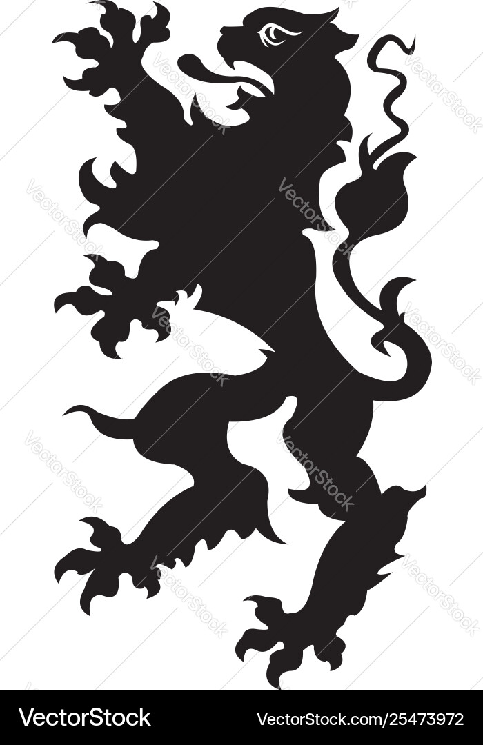 Heraldic Lion Silhouette Vector Image