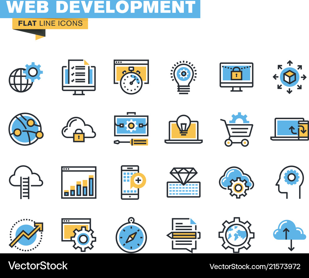 Line Icon Pack - Web & App Development Vector Image