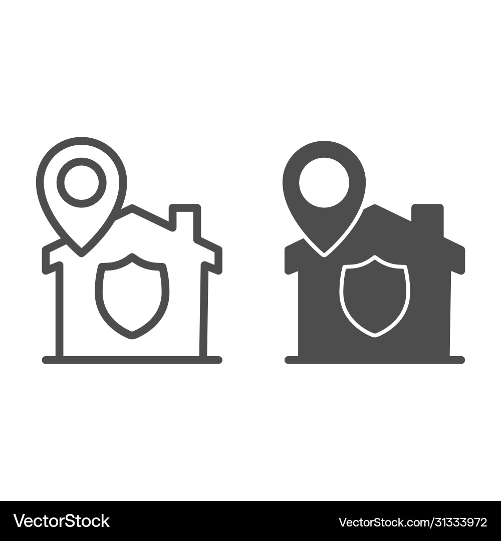 Location pointer and building with protect emblem vector image