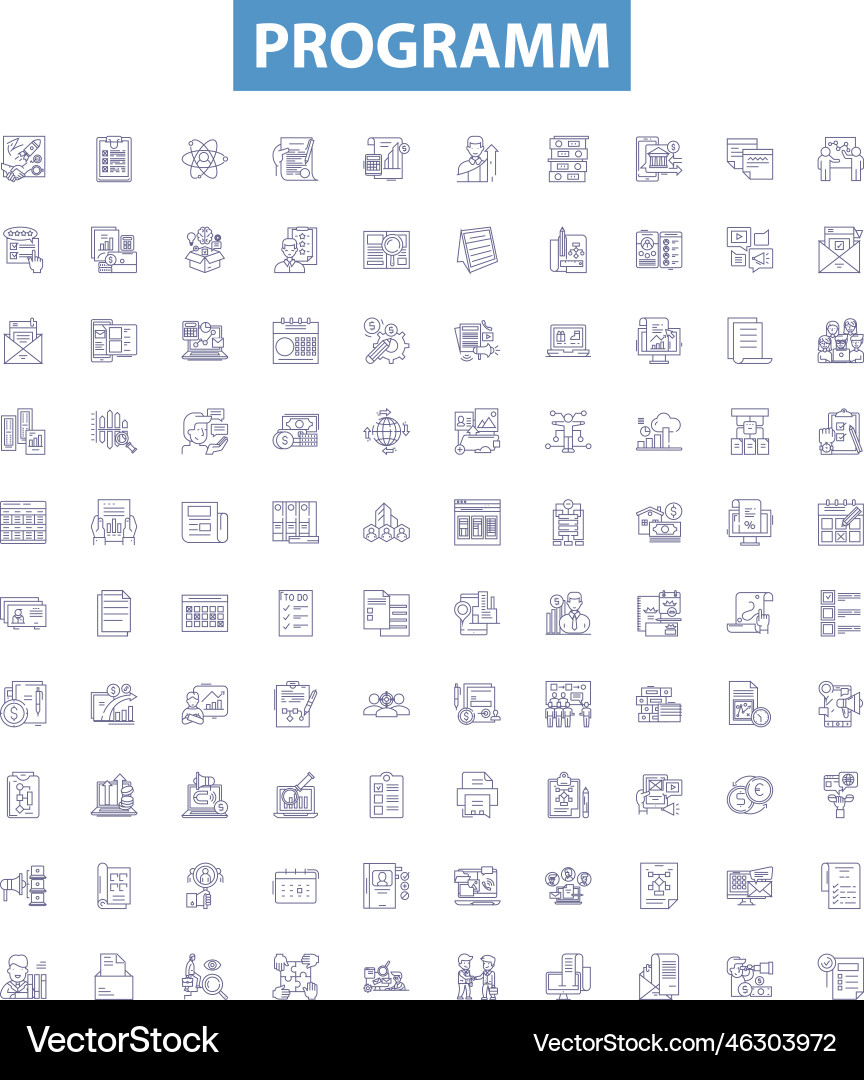 Programm line icons signs set program Programm line icons signs set program vector image