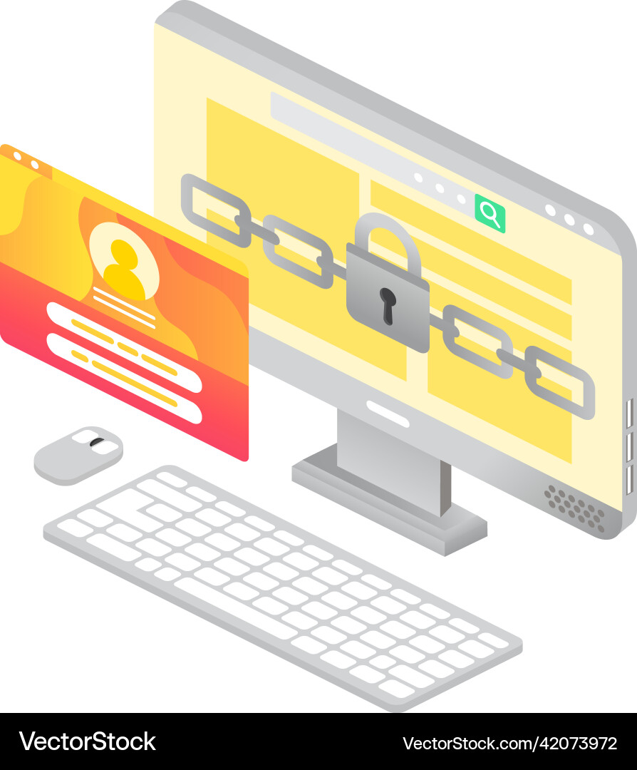 Protected file folder icon 3d isometric vector image